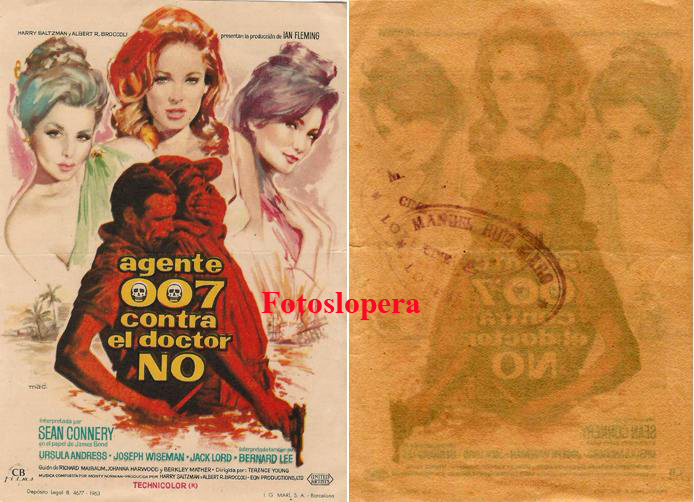 Recuerdo Del Prospecto Del Cine Cervantes Manuel Ruiz Haro De Lopera De La Pelicula Agente 007 Contra El Doctor No Sean Connery Ursula Andress Proyectada El 27 De Agosto De 1963 Cronista De Lopera